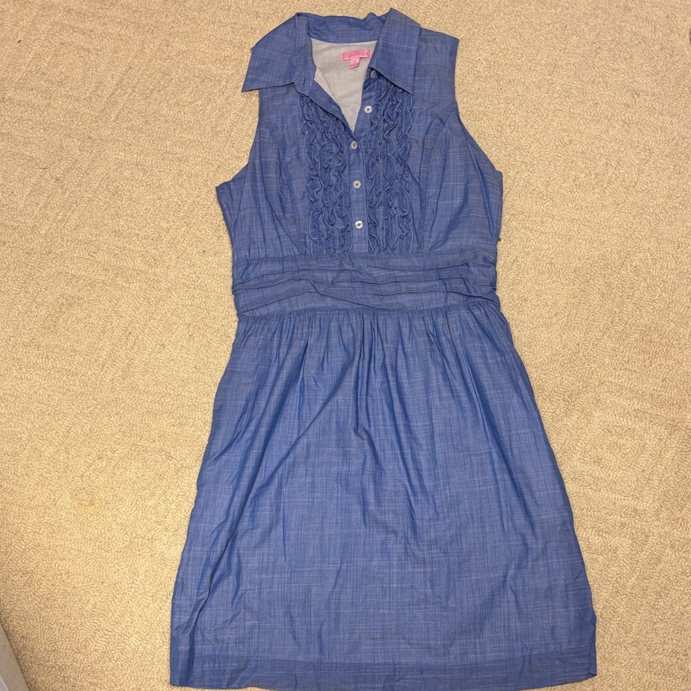 Lilly Pulitzer Blue Ruffle Trim Top
